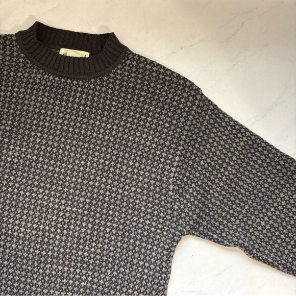 Eddie Bauer Men’s Size Medium Brown Blue Pattern Knit Grandpa Sweater Vintage - Picture 3 of 5